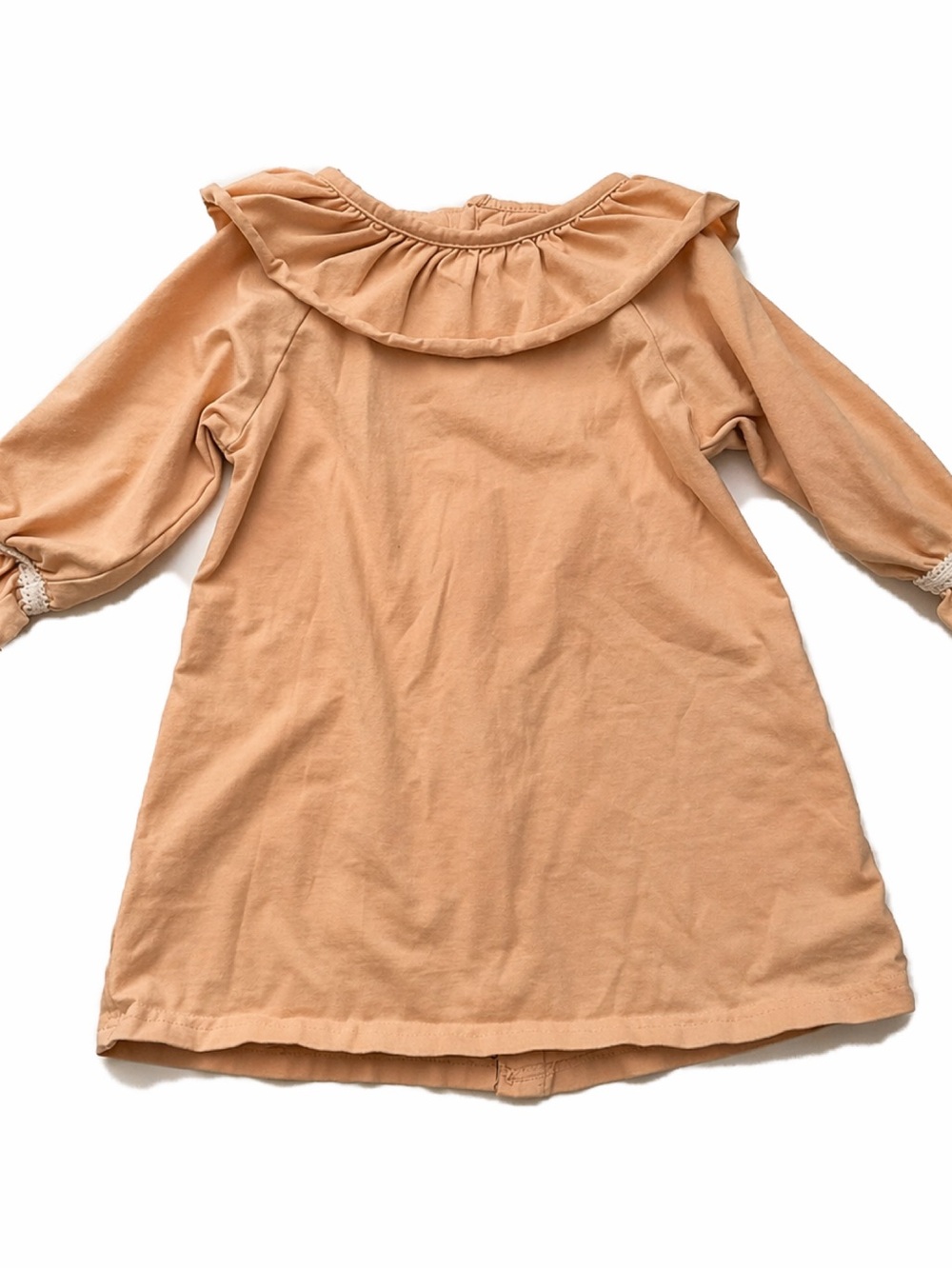 Ruuno cream Ruffle Collar Long Sleeve Dress